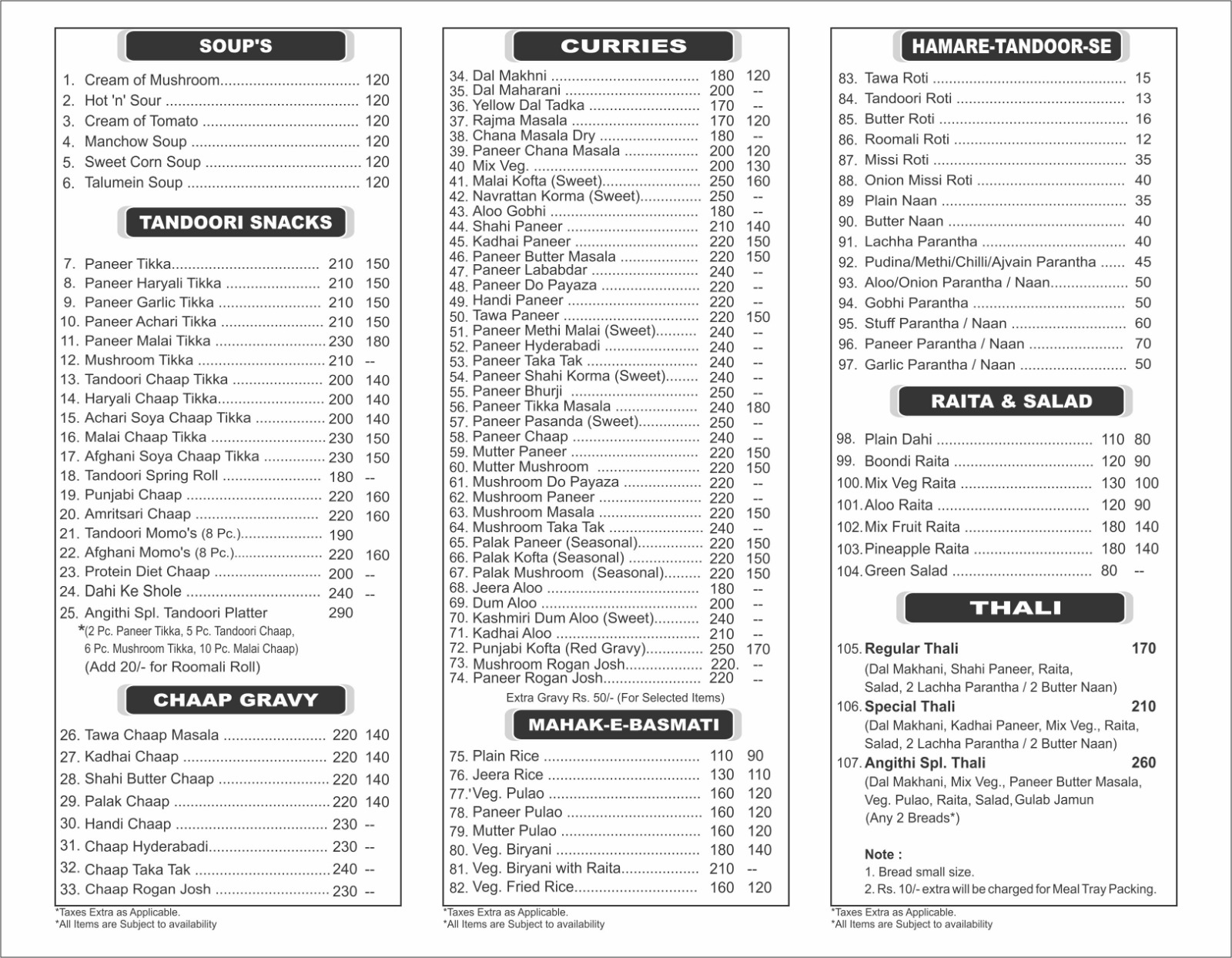 menus